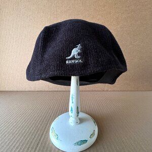 Kangol Plain Chenille Flat Black Cap, Size Medium, RN 68438, EC